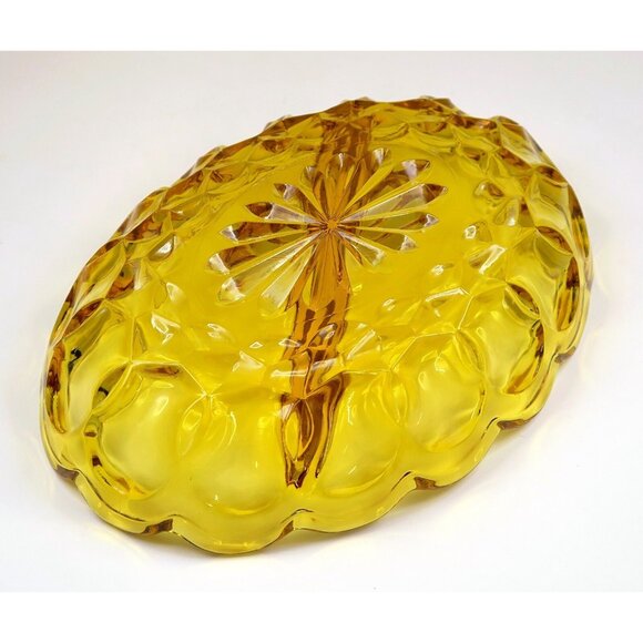 Anchor Hocking Fairfield Amber 7" 2-Part Oval Relish Dish - 1970s Glassware - Picture 4 of 4
